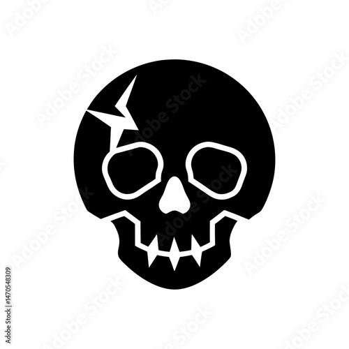 broken skull icon on white background  .svg