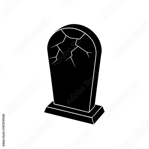 cracked tombstone vector on white background  .svg