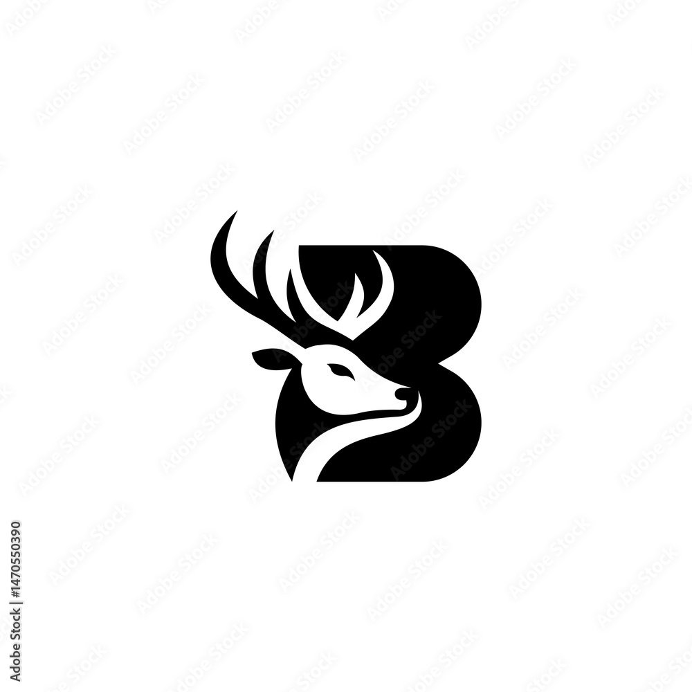 Naklejka premium letter B deer logo