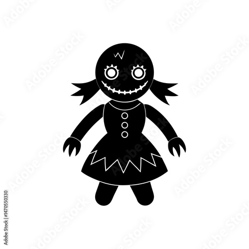 cursed doll vector on white background 