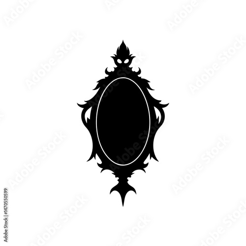cursed mirror silhouette on white background  