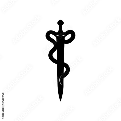 dagger with snake silhouette on white background  .svg