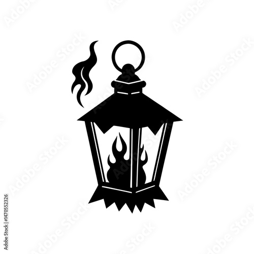 haunted lantern icon on white background  .svg
