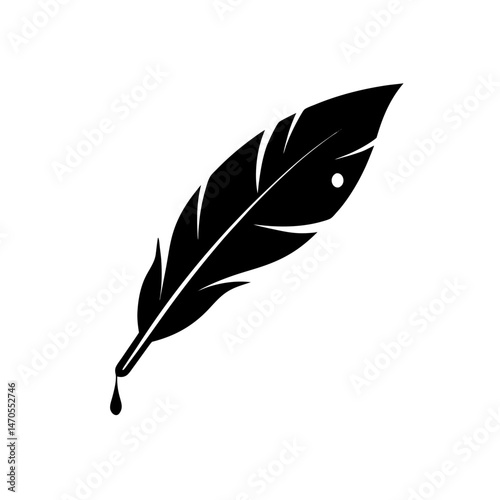 raven feather with blood drops vector on white 