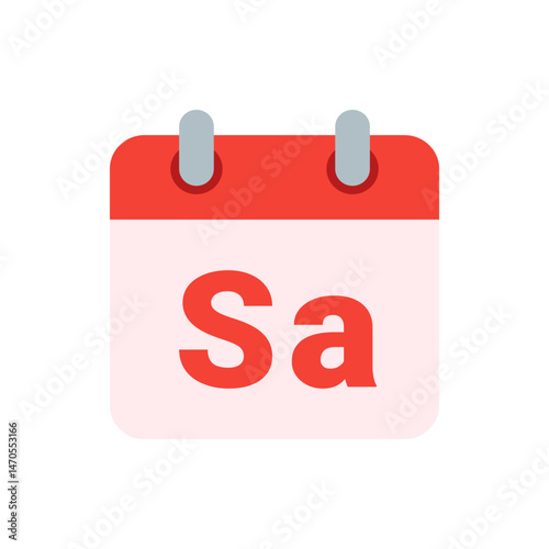 Illustration of a calendar icon displaying the abbreviation sa in red against a light background color