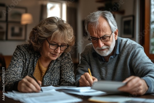 woman man senior bill finance retirement couple home document calculator paper wife  budget elderly together mature old retired paperwork tax