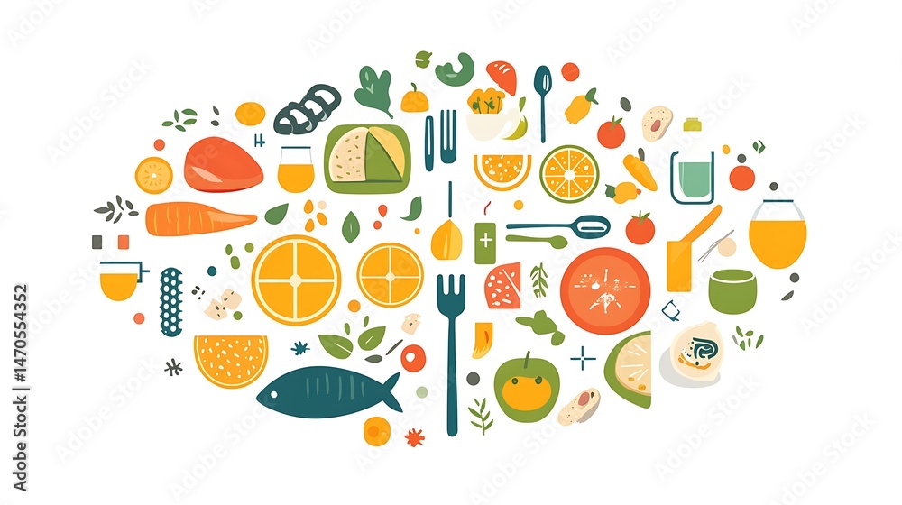 Fototapeta premium Healthy Food Collage Illustration.