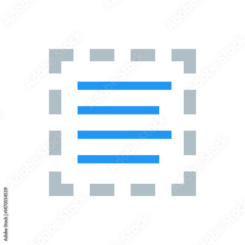 Blue horizontal lines arranged within a dashed square border, suggesting a menu or list interface element