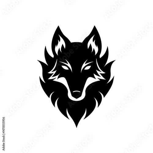 wolf head with flames vector on white background   