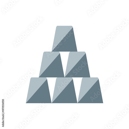 Illustration of a pyramid structure made up of six gray blocks arranged in a triangular formation on white