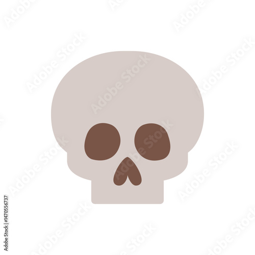 Illustration of a cartoonish skull with round eye sockets and a triangular nasal cavity on white background