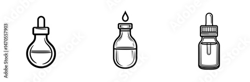 Collection of dropper bottles with liquid, ideal for representing various liquids and applications in design