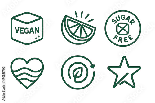 Icons of gummy wellness are merging with various symbols including cube, burst, badge, heart, loop, and star