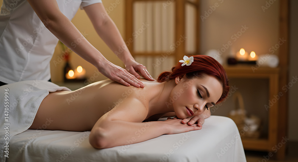 Fototapeta premium Woman in Relaxing Spa Massage Therapy Session
