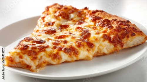Delicious cheesy Italian pizza on a plate, isolated on background