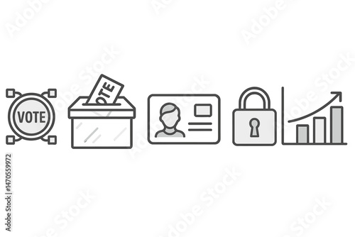 The icons for civic technology include a token, box, card, padlock, and graph