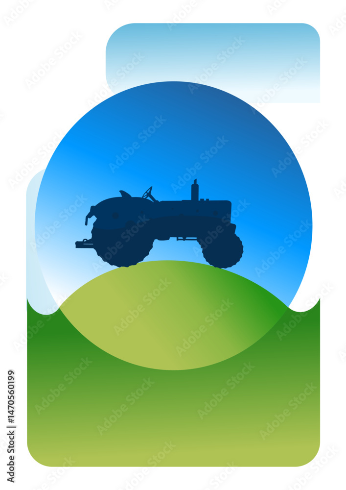Obraz premium tractor, organic farming – poster, vector illustration
