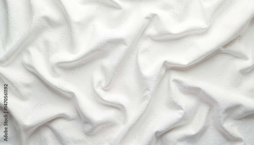Obraz premium White linen fabric background. Crumpled linen texture natural cotton material. Top view. Natural handmade textile, eco-friendly, soft and clean. Wrinkled surface for bedding, fashion or design.