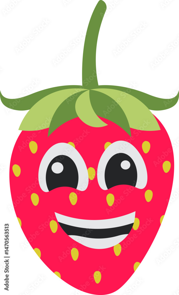 Obraz premium Strawberry Cartoon with Smiling Expression