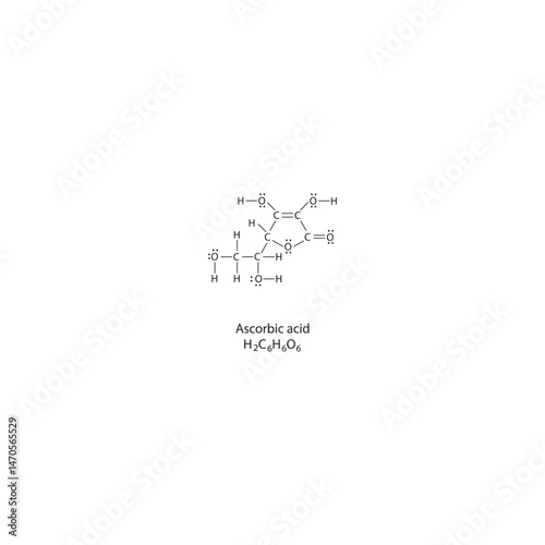 Ascorbic acid Lewis structure. Simple chemical schematic illustration. Educational diagram