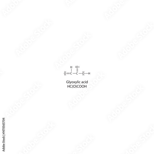 Glyoxylic acid Lewis structure. Simple chemical schematic illustration. Educational diagram