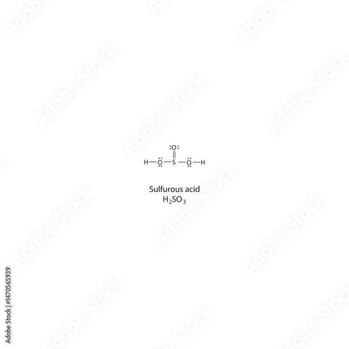 Sulfurous acid Lewis structure. Simple chemical schematic illustration. Educational diagram