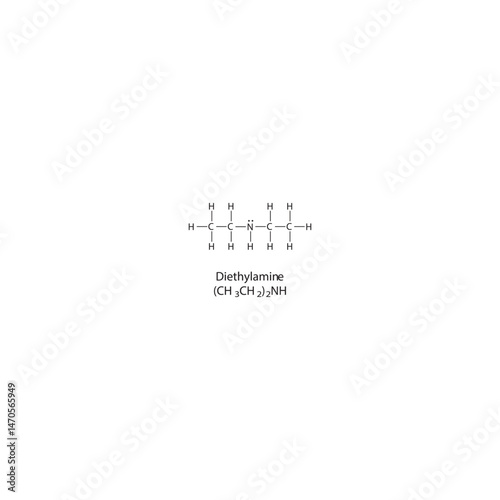 Diethylamine Lewis structure. Simple chemical schematic illustration. Educational diagram