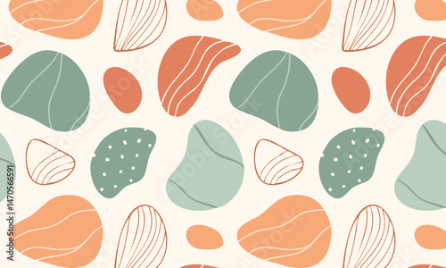 Modern Pebble Shapes Abstract Fluid  Seamless Pattern Design