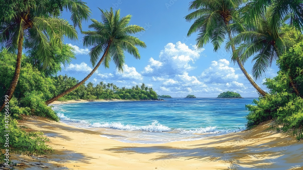 Obraz premium Tropical beach paradise scene