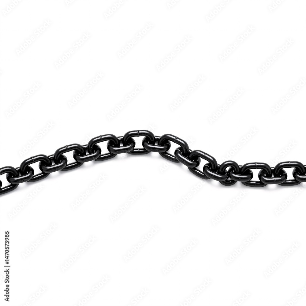 Fototapeta premium A section of a heavy black metal chain, isolated