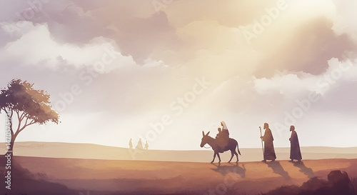 Journey through the desert with family and companions.