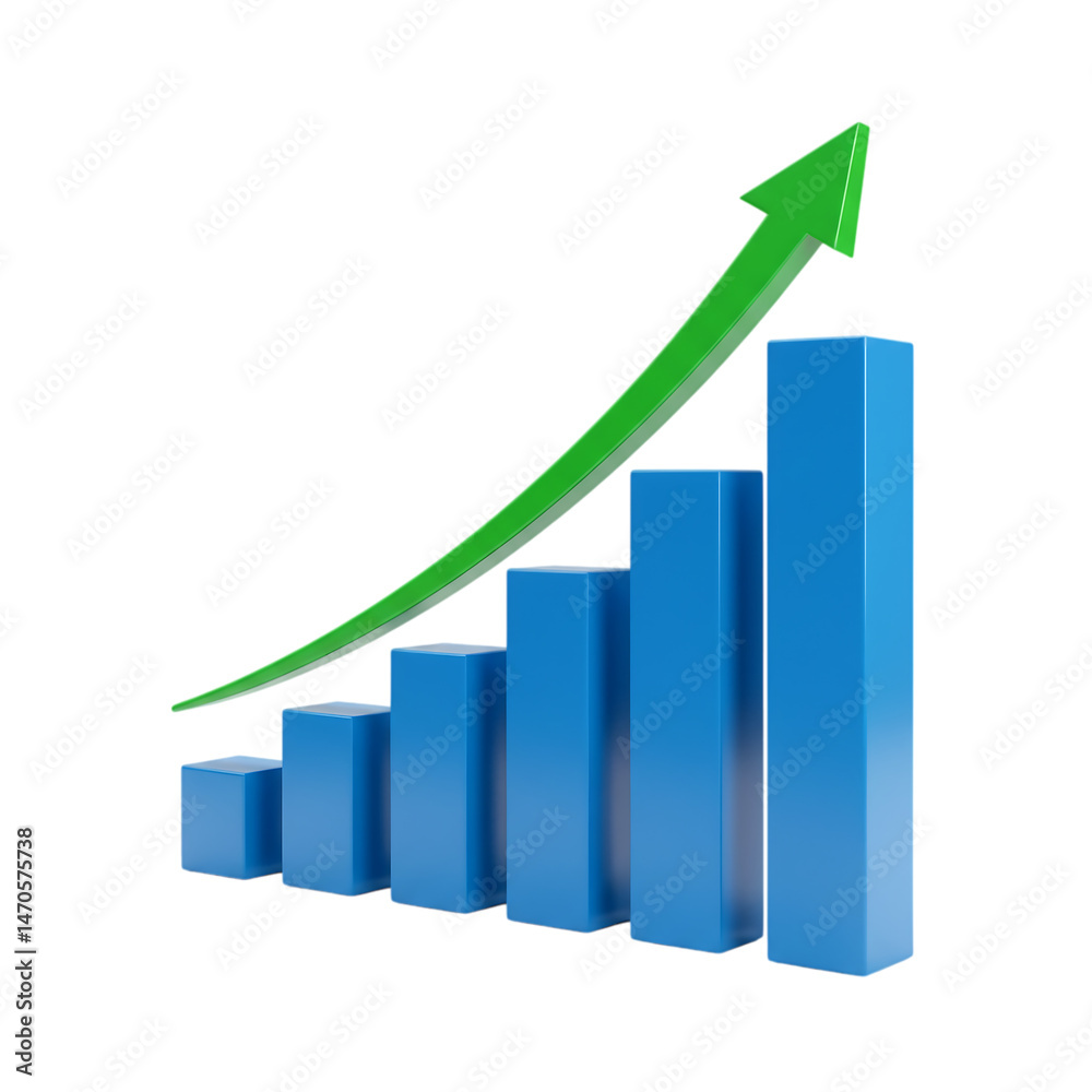 Rising chart with arrow showing growth on a graph transparent background Rising chart with arrow showing growth on a graph transparent background