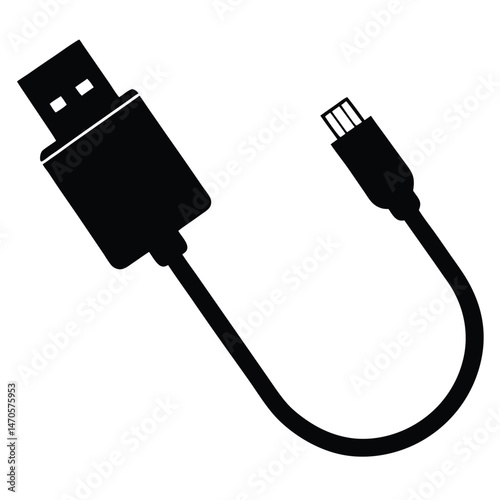 Black USB cable features standard USB and micro USB connector for devices