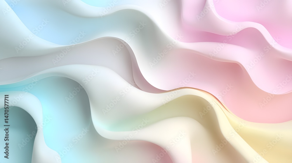 Obraz premium Digital illustration of flowing pastel gradient waves, soft and blended colors.