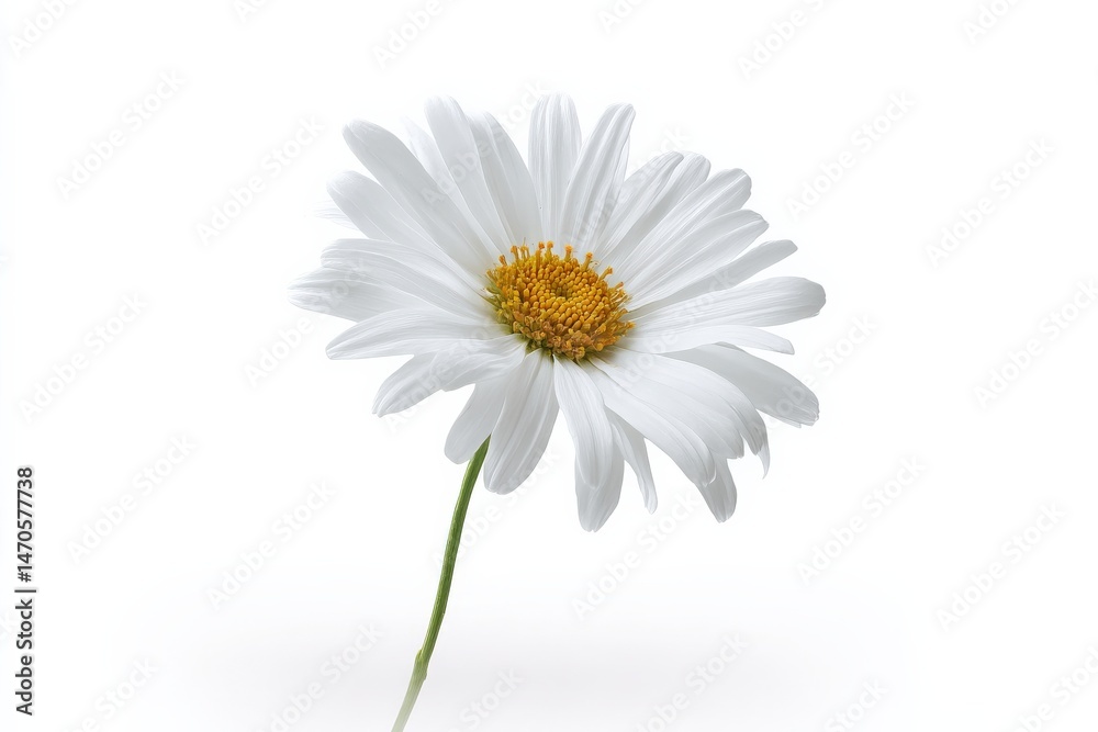 Single white daisy on white background. Pure elegance. Single white daisy on white background. Pure elegance.
