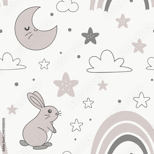 Seamless pattern design with toy icons for children can be used in children's living spaces such as bedding, clothes, wall patterns