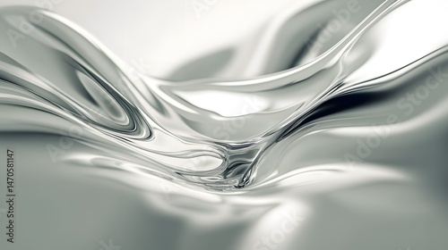 Digital illustration of flowing, abstract forms with metallic sheen and dramatic lighting.