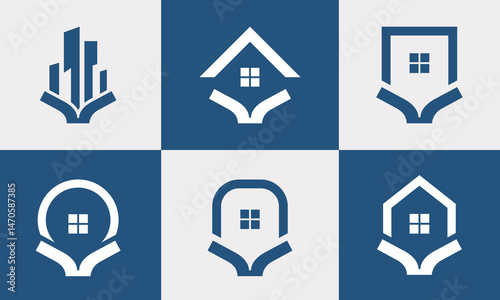 student book house logo vector illustration