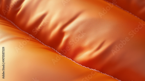 Orange parachute fabric surface texture in close detail