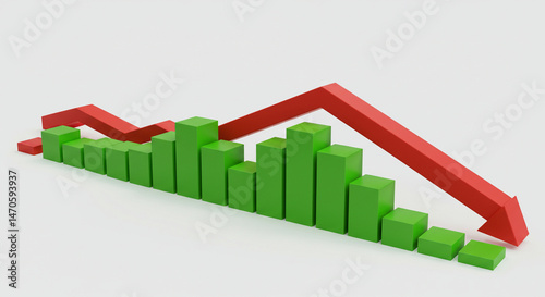 Falling Stock Market: Green Bars and Red Arrows Real estate business ,technology ,selling ,purchasing ,agreement ,$