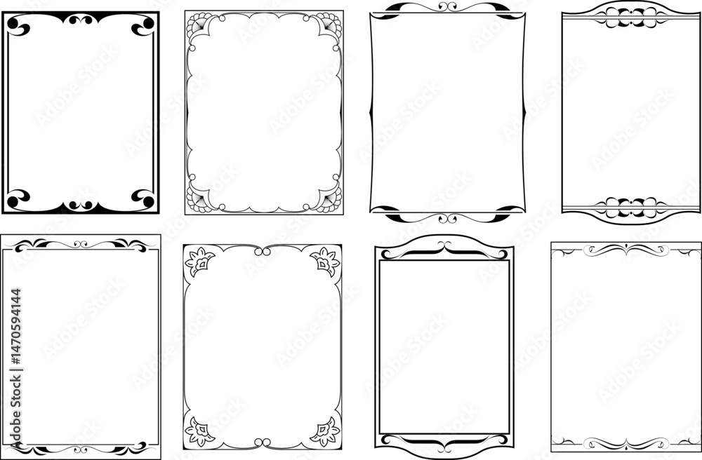 vector frames black on a white background, vintage