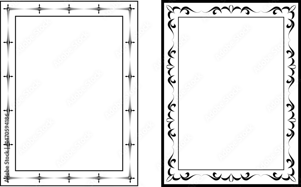 vector frames black on a white background, vintage