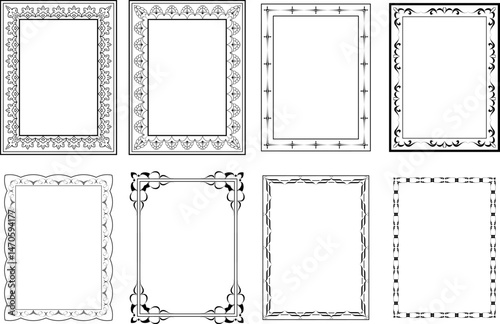 vector frames black on a white background, vintage
