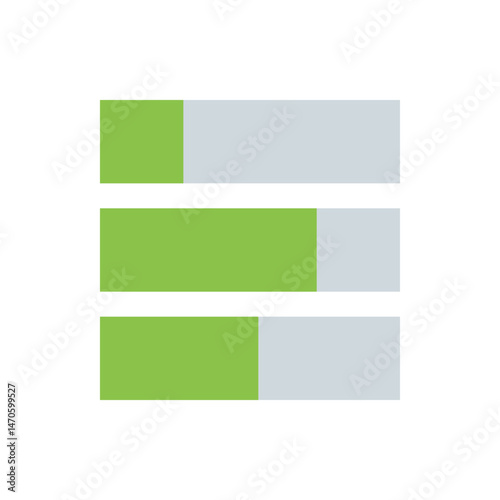 Illustration of horizontal bar chart with green and gray bars against a white background display chart