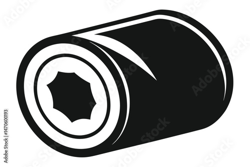 Solid black spindle shows a hexagonal hole, with white rings visible, transparent background