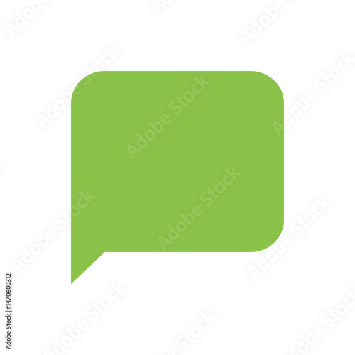 A light green speech bubble with rounded corners and a pointed tail on a white background is displayed
