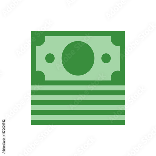 Illustration of a stack of green paper money with circles and rounded corners in a square format image