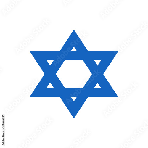 Blue star of david symbol with six points and a white background creating a jewish cultural image art