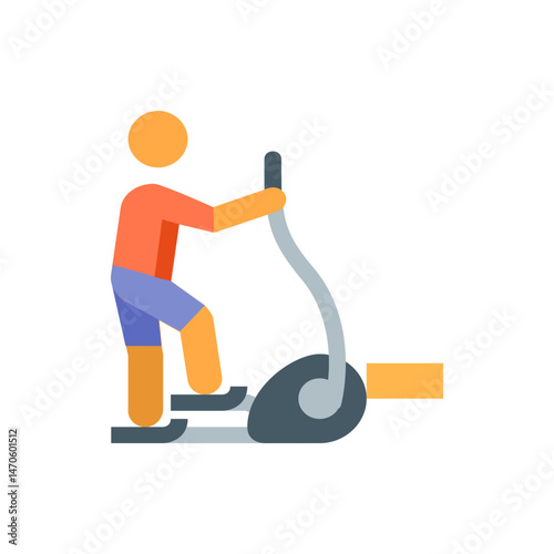 Illustration of a person using an elliptical machine for exercise and fitness in a gym setting, health focus