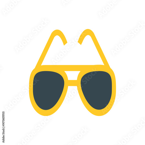 Illustration of yellow framed aviator sunglasses with dark lenses on a white background providing eye protection
